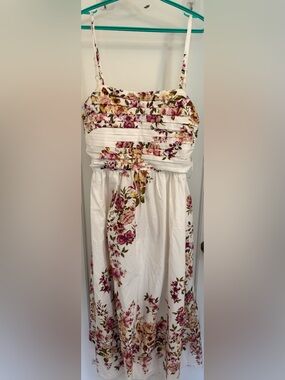 NWT 1.STATE White Floral Ruched Midi Dress Size XL